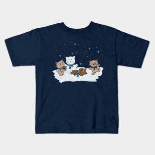 Cats Playing in Snow Kids T-Shirt